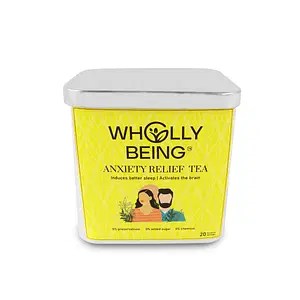 Wholly Being  Anxiety Relief Tea for managing stress, anxiety with Ashwagandha, Shankpusphi, Brahmi, Chamomile, rose petals etc(20 Teabags)