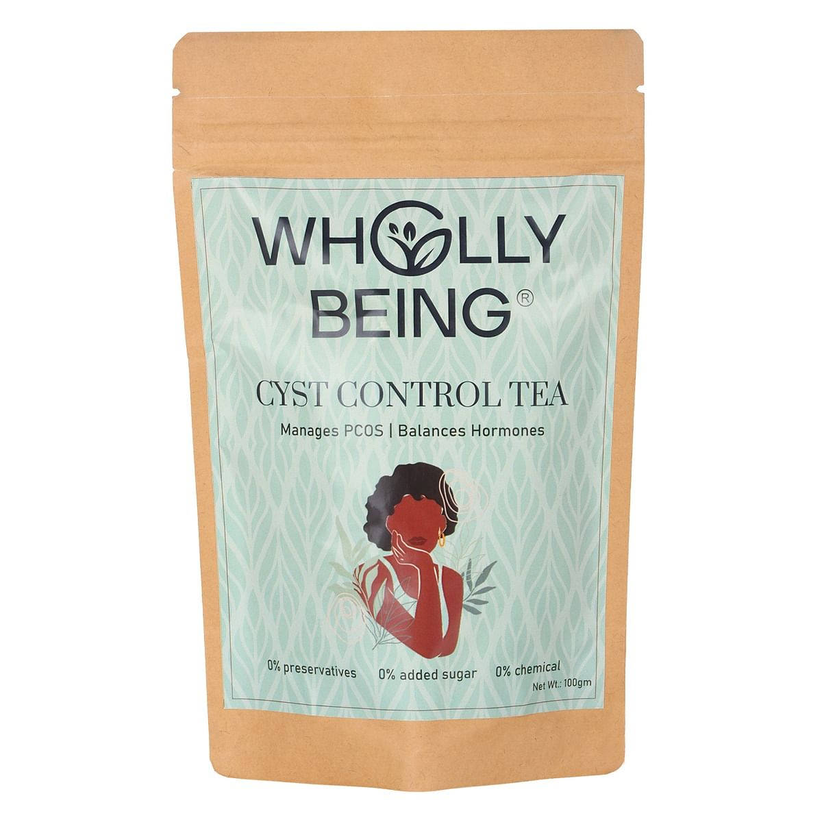 

Wholly Being Cyst Control Tea for managing PCOS,regular period,facial hair,acne with Gokshura, Spearmint, Chasteberry, Ashwagandha, Fenugreek seeds...