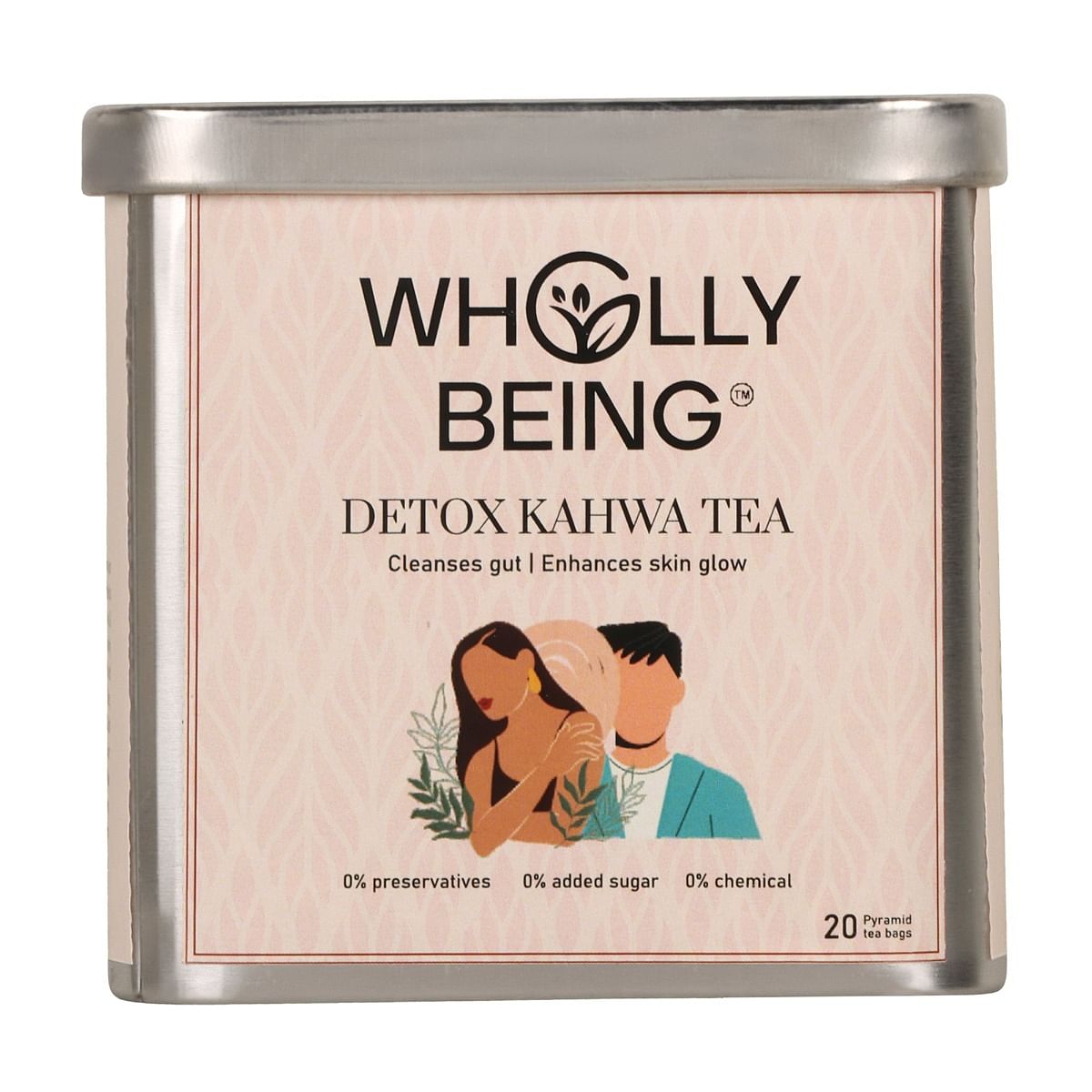 

Wholly Being Detox Kahwa Tea for skin glow and gut detox with nutmeg, sea buckthorn, rose petals, orange peels(20 tea bags)