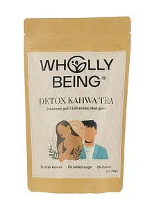 Wholly Being Detox Kahwa Tea for skin glow and gut detox with nutmeg, sea buckthorn, rose petals, orange peels(100 gm)