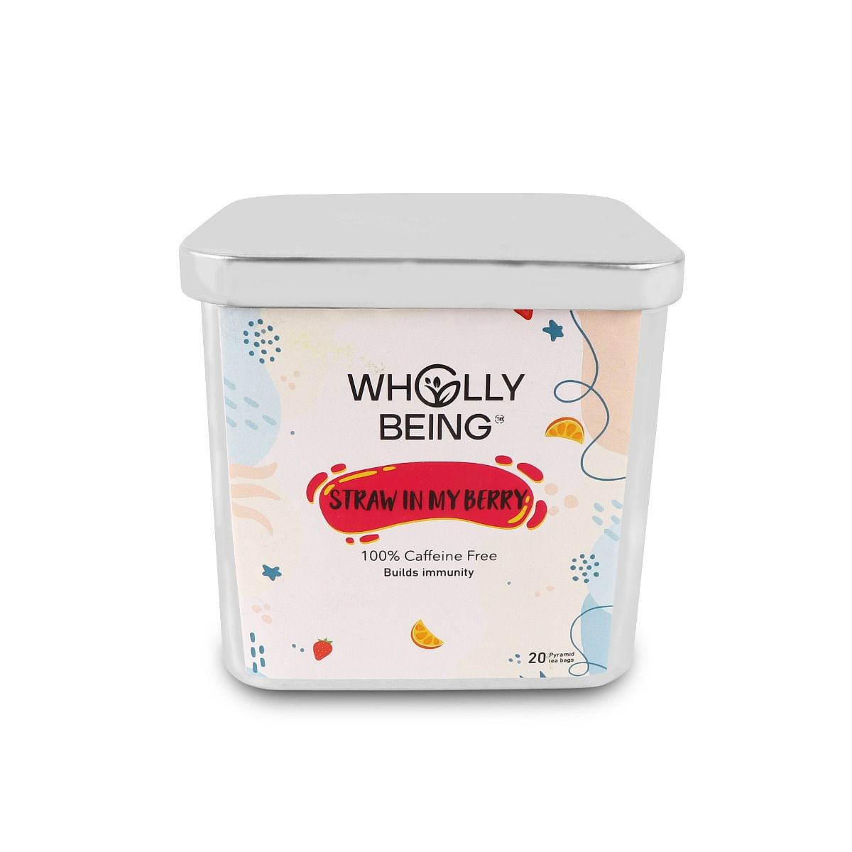 

Wholly Being- Straw in my Berry Tea(caffeine free) for kids for strong immunity with Freeze dried Strawberry, Giloy, Ginger, Tulsi, Chamomile (20 t...