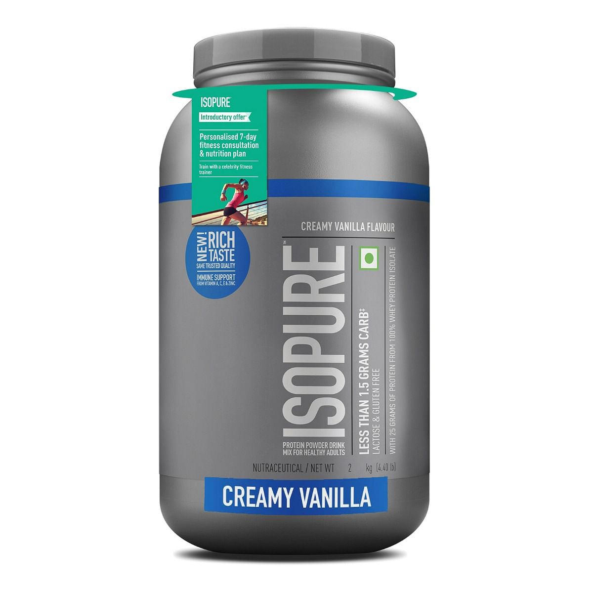 

Isopure 100% Whey Isolate Protein 4.40 lbs(2 kg) Creamy Vanilla, With Vitamins for Immune support, Lactose & Gluten-Free, Vegetarian protein for Me...