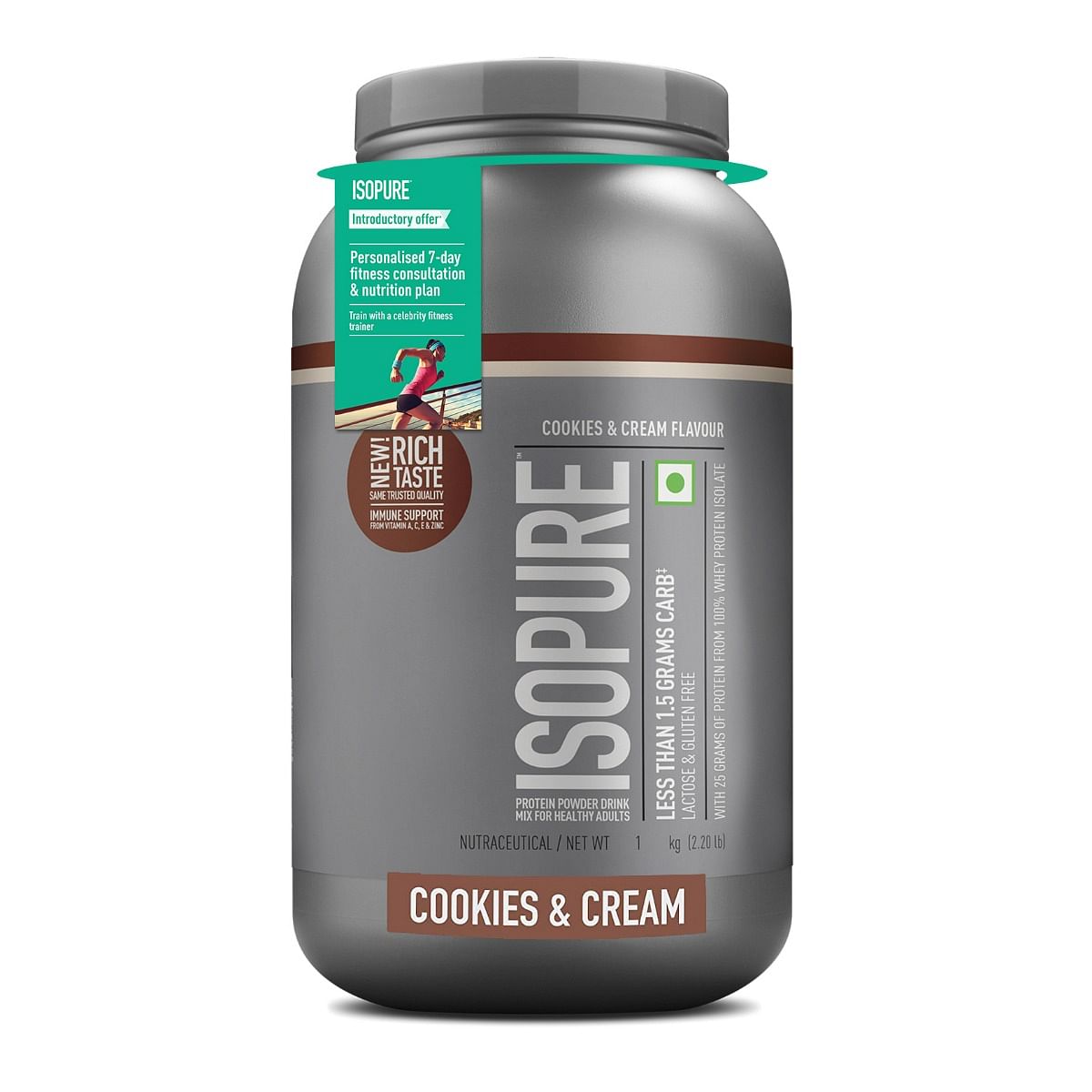 

Isopure 100% Whey Isolate Protein 1 kg | 25gm Protein | Cookies & Cream Flavour | Lactose & Gluten-Free | Men & Women