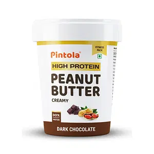 Pintola HIGH Protein Peanut Butter Dark Chocolate | 30% Protein | High Fibre | NO Salt | Non GMO, Naturally Gluten Free, Zero Cholesterol | Creamy,