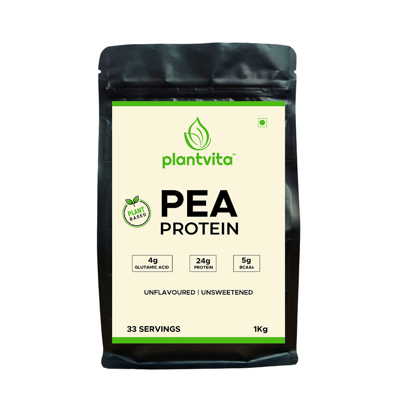 

PlantVita Pea Protein Powder for Muscle Growth & Weight Loss with 24g Protein ( Unflavoured & Unsweetened, 1Kg )