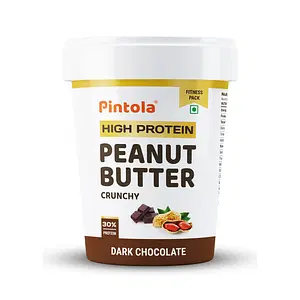 Pintola HIGH Protein Peanut Butter Dark Chocolate | 30% Protein | High Fibre | NO Salt | Non GMO, Naturally Gluten Free, Zero Cholesterol | Crunchy