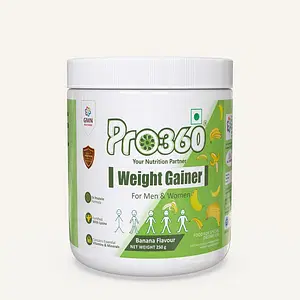 Pro360 Weight Gainer High Protein Powder - Calorie Rich Complete Nutritional Supplement - Triple Protein Source with 25 Vital Nutrients for Men & Women - 250G (Banana)