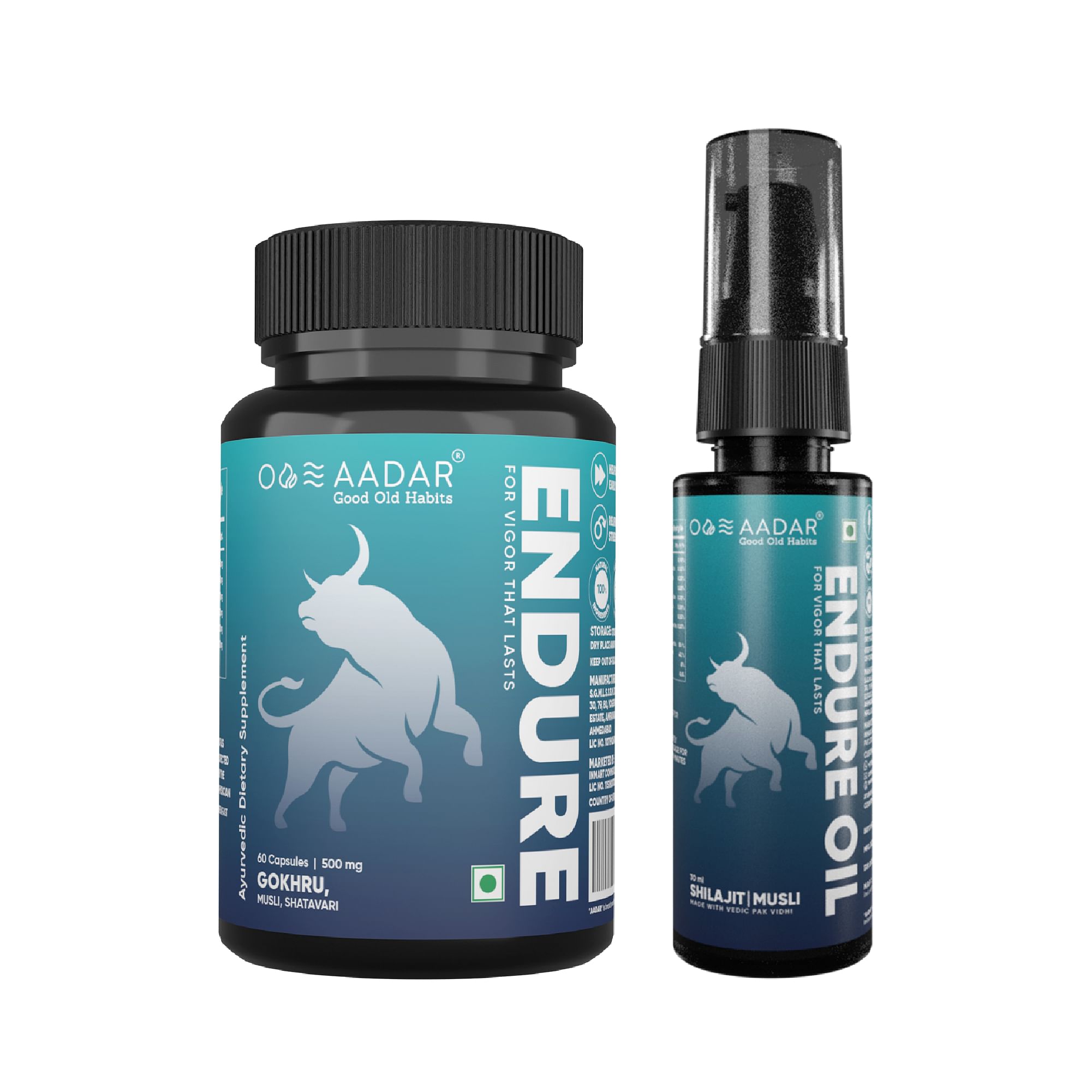 

AADAR ENDURE combo pack Avoid Early Coming, Control your Power (60 Capsules and 30 ml Oil)