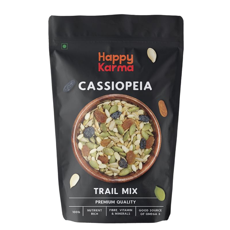 

Happy Karma Cassiopeia Trail Mix 100g each (Pack of 2) | Superseeds | Nutritional Goodness | Healthy Snack | Pumpkin Seeds | Melon Seeds | Sunflowe...