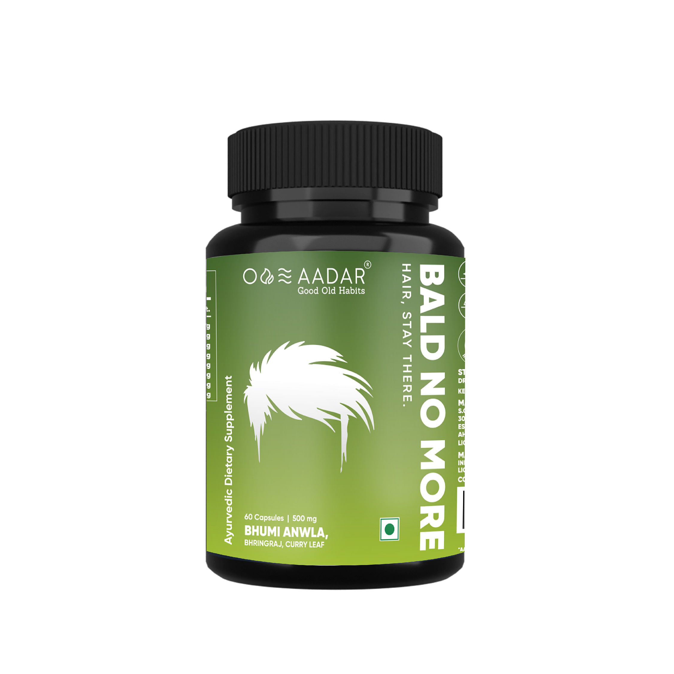 

AADAR BALD NO MORE Hair Capsule for Men Essential hair vitamins to support Hair Growth, Ayurvedic Hair Fall and Damage Control Grapeseed, Anwala, T...