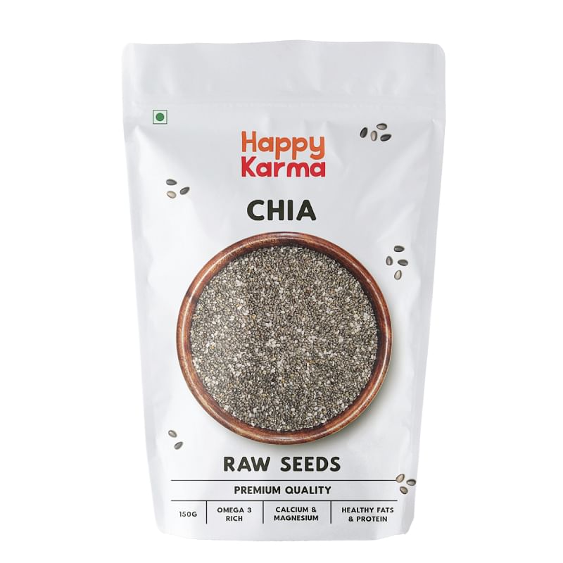 

Happy Karma Chia Seeds 150g x 2 Raw Chia Seeds for Eating Diet Food and Healthy Snacks Rich in Omega 3 Weight loss.