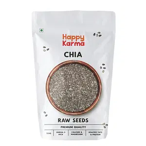Happy Karma Chia Seeds 150g x 2 Raw Chia Seeds for Eating Diet Food and Healthy Snacks Rich in Omega 3 Weight loss.