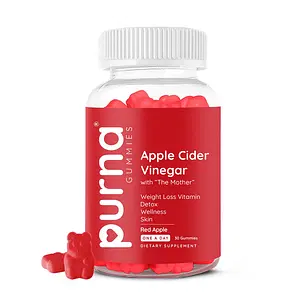 Purna Gummies Sugar Free Apple Cider Vinegar With Mother Gummies for Strong Immunity, Detox, Better Digestion System & Glowing Skin, 30 Day Pack, 1 Daily