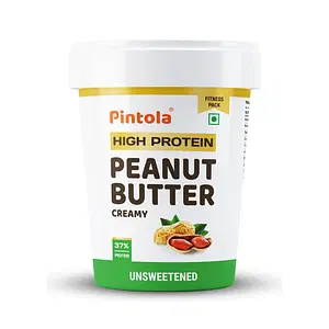 Pintola All Natural High Protein Peanut Butter Made With 100% Roasted Peanuts | High In Fiber, Naturally Gluten-Free, No Added Sugar | Unsweetened, Creamy