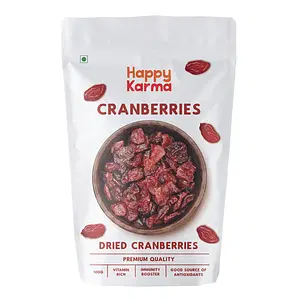 Happy Karma Dried Cranberries 100g x 2 Dry Fruits 100% natural Rich in antioxidants