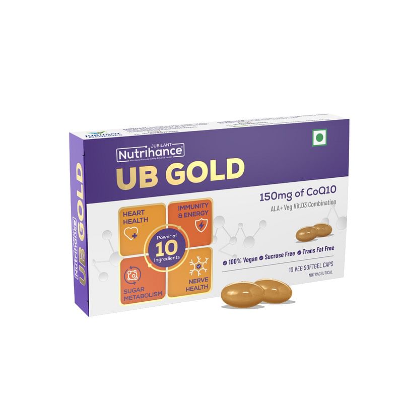 

Jubilant Nutrihance UB Gold Coenzyme Q10 (CoQ10) 150mg Supplement 100% Vegan Softgel ALA, Resveratrol, Vit B12, Vit D3 Boost Immunity Support Hear...