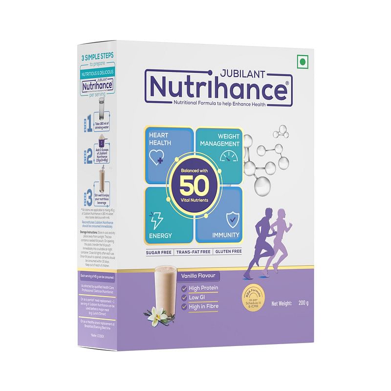 

Jubilant Nutrihance Complete Nutritional Drink Vanilla Flavour, 50 Vital Nutrients, Promotes Heart Health, Immunity Building, Weight Management, En...