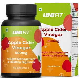 UNIFIT Apple Cider Vinegar Capsules for Men & Women | Supplement for Weight Loss Management , Detoxification and Healthy Digestion | Natural Fat Burner ACV Capsules | 60 Veg ACV Capsules | Pack of 1
