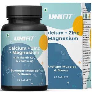 UNIFIT Calcium Tablets 1000mg for Women and Men | Calcium Magnesium Zinc Tablets with Vitamin D2 & Vitamin K2-7 for Bone Health, Strong Muscles & Joint Support - 60 Veg Tablets