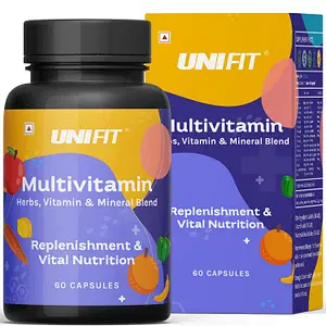 UNIFIT Multivitamin Capsules for Men and Women 1 Month Supply, 60 Capsules, Daily Essential Minerals with Vitamin D3, Ashwagandha, Ginseng & Grape Seed Extract for Boost Immunity & Skin Health