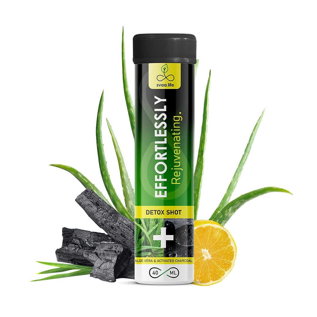 

svaa.life Effortlessly Rejuvenating - Detox Shots With Activated Charcoal and Aloe Vera for Gut Cleansing and Digestion, 840 ml (21 Shots X 40ml)
