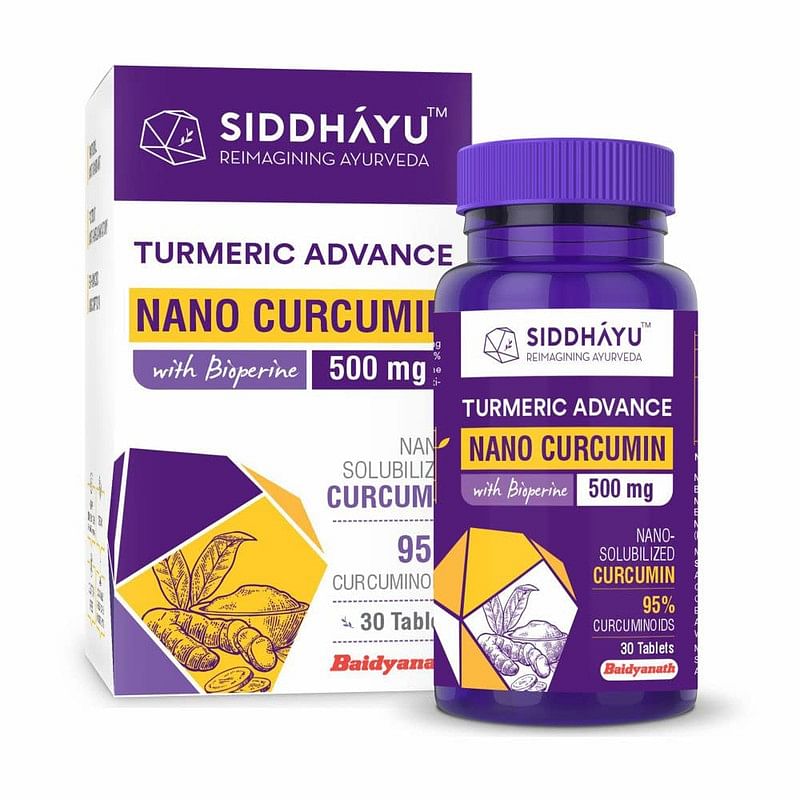 

Siddhayu Turmeric Advance Nano Curcumin with Bioperine (From the house of Baidyanath) | Natural Antioxidant | Anti-Inflammatory | Pain Relief and J...