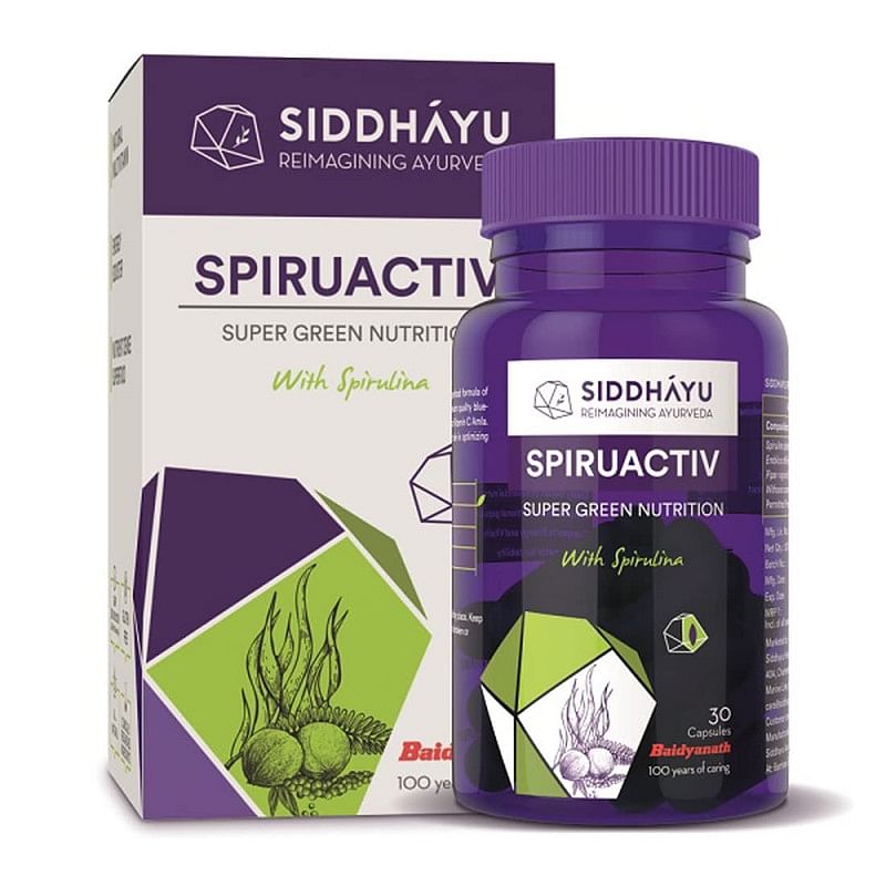 

Siddhayu Spiruactiv (From the house of Baidyanath) I Spirulina Capsules I Nutrient dense Superfood | Antioxidant Capsules I Ayurvedic Iron Suppleme...