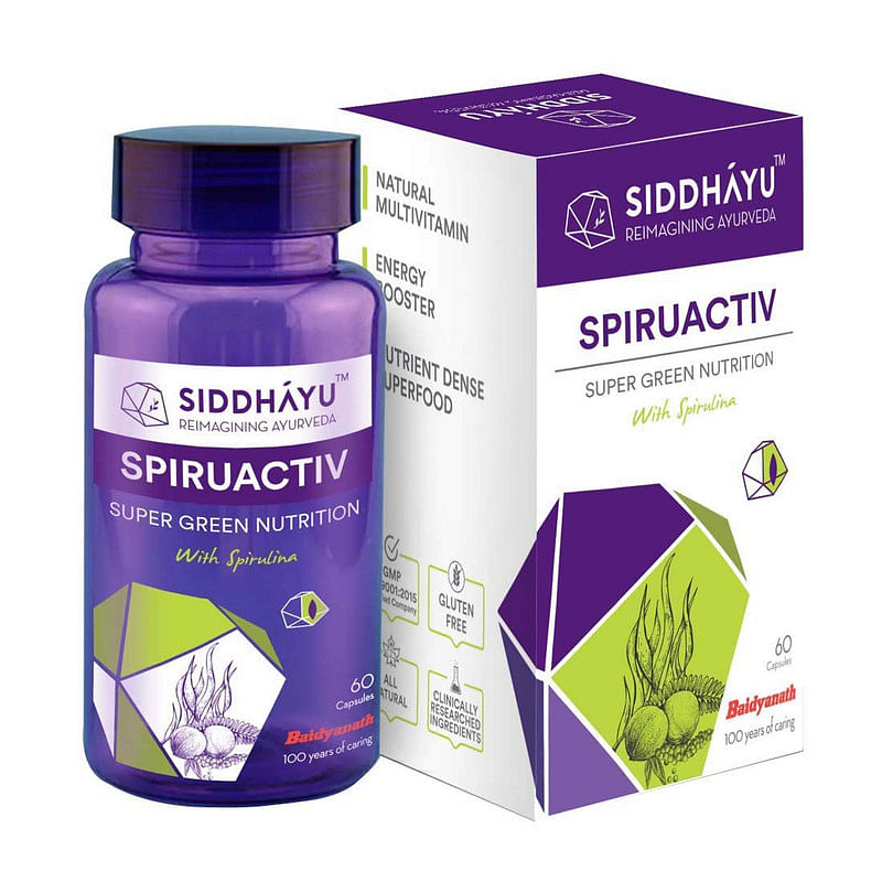 

Siddhayu Spiruactiv - Spirulina Super Green Multivitamin Capsules - 60 Tablets