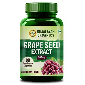 Himalayan Organics Grape Seed Extract 500Mg Antioxidant Supplement | Healthy Cholesterol Level | Boost Immunity | Promote Healthy Hair And Skin - 90 Veg Capsules