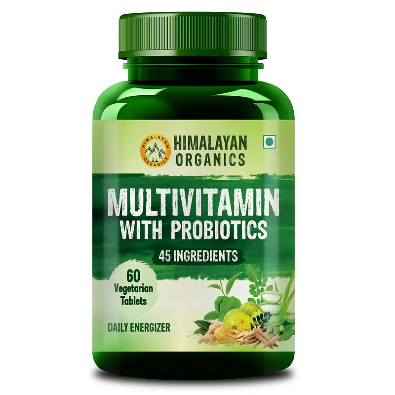 Himalayan Organics Multivitamin with Probiotics (60 Tablets) 45 Ingredients  for Men & Women with Vitamin C, D, E, B3, B12, Zinc, Giloy & Biotin