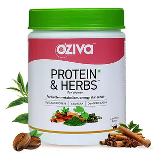 Oziva Protein & Herbs For Women, Cafe Mocha 500G|Natural Protein Powder For Women For Weight Control, Better Metabolism & Hormonal Balance |Multivitamins, 23G Whey Protein