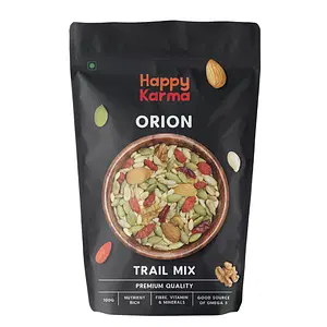 Happy Karma Orion Trail Mix 100g each (Pack of 2) | Healthy Snacks | Super Seeds and Dried Fruits | 100% Natural and Organic | Pumpkin Seeds | Melon Seeds | Sunflower Seeds | Almonds | Walnuts | Cranberries | Gojiberries | Rock Salt