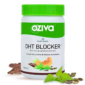 Oziva Plant Based Dht Blocker, 60 Capsules (Stinging Nettle, Beta Sitosterol, & Pine Bark), Controls Hairfall & Stimulates Follicles, Certified Clean & Vegan