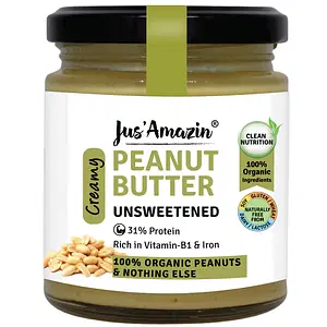Jus Amazin Creamy Organic Peanut Butter - Unsweetened