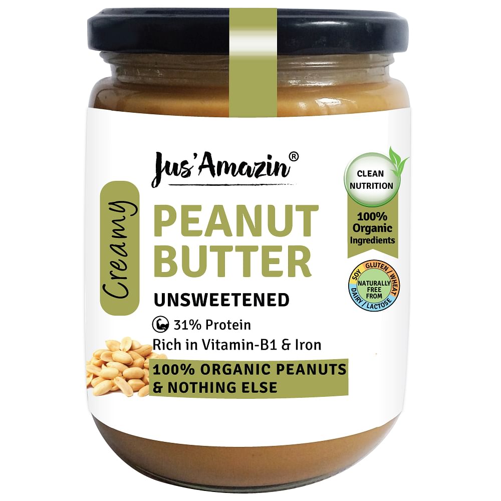 

Jus Amazin Creamy Organic Peanut Butter - Unsweetened (500g)