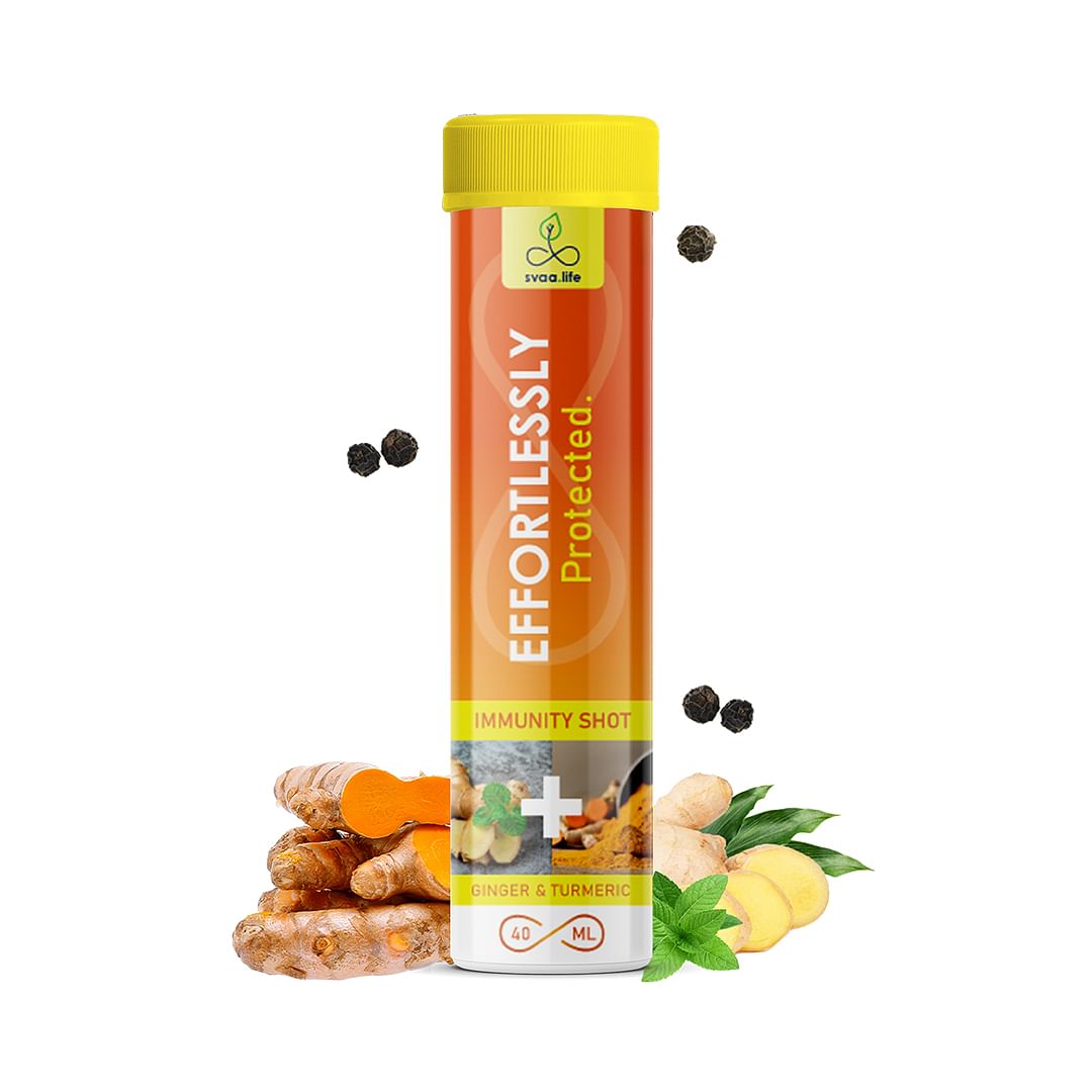

svaa.life Effortlessly Protected - Immunity Shots with Ginger, Turmeric and Tulsi for stress-relief, anti-viral and anti-inflammatory functions, 84...