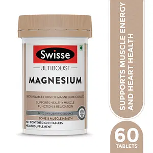 Swisse Ultiboost Magnesium Supplement, Bioavailable Form Of Magnesium (Citrate), Supports Healthy Muscle Function & Relaxation - 60 Tablets