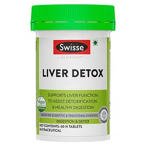 Swisse Ultiboost Liver Detox Supplement, Supports Liver, Active Ingredients St Mary'S Thistle, Choline & Curcuma Longa To Assist Detoxification & Healthy Digestion - 60 Tablets