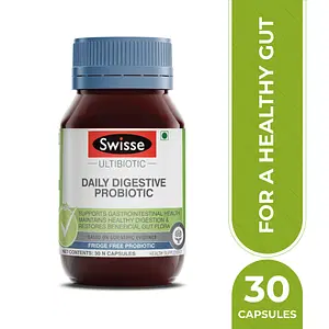 Swisse Ultibiotic Daily Digestive Probiotic Supplement, Supports Gastrointestinal Health, Maintains Healthy Digestion & Restores Beneficial Gut Flora - 30 Capsules
