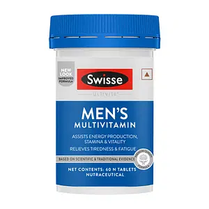 Swisse Ultivite Men Multivitamin Supplement For Relieving Fatigue & Tiredness And Assisting Energy, Stamina & Vitality Production - 60 Tablets