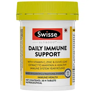Swisse Ultiboost Daily Immune Support Suppliment, With Vitamin C, Zinc & Oilve Leaf Extract To Maintain A Healthy Immune System Year Around - 30 Tablets