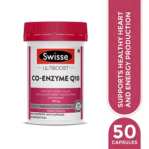 Swisse Ultiboost Co-Enzyme Q10, 150Mg Coq10 In Each Capsule, Supports Heart Health & Cellular Energy Production Like Vitamin E Antioxidant - 50 Capsules