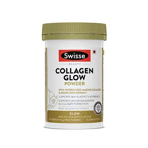 Swisse Beauty Collagen Glow Powder With Hydrolised Marine Collagen And Grape Seed Extract, To Boost Skin Elasticity & Firmness - Natural Pineapple Flavour, 90 Gm