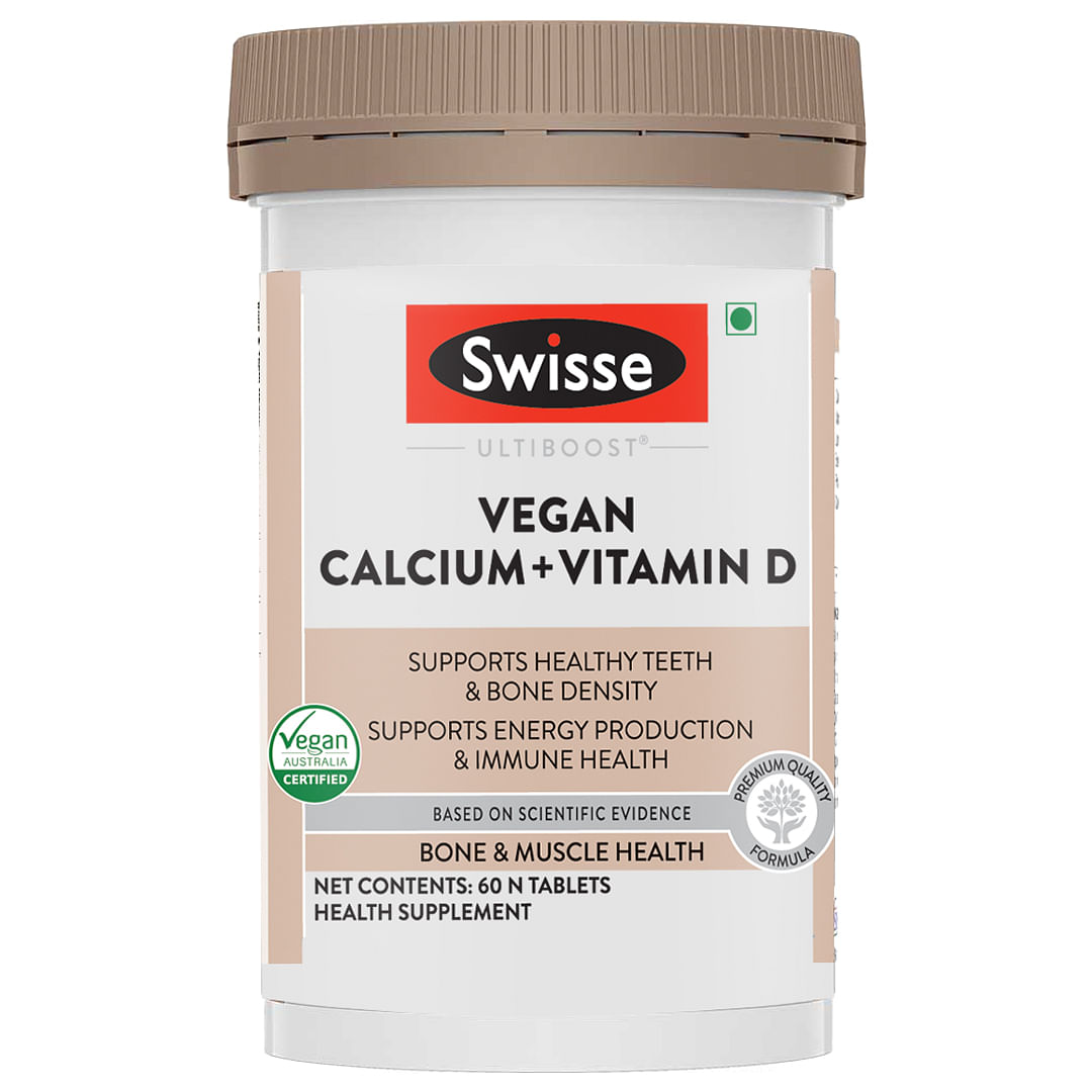 

Swisse Ultiboost Vegan Calcium+Vitamin D Supplement, Supports Healthy Teeth & Bone Density, Supports Energy Production & Immune Health - 60 Tablets