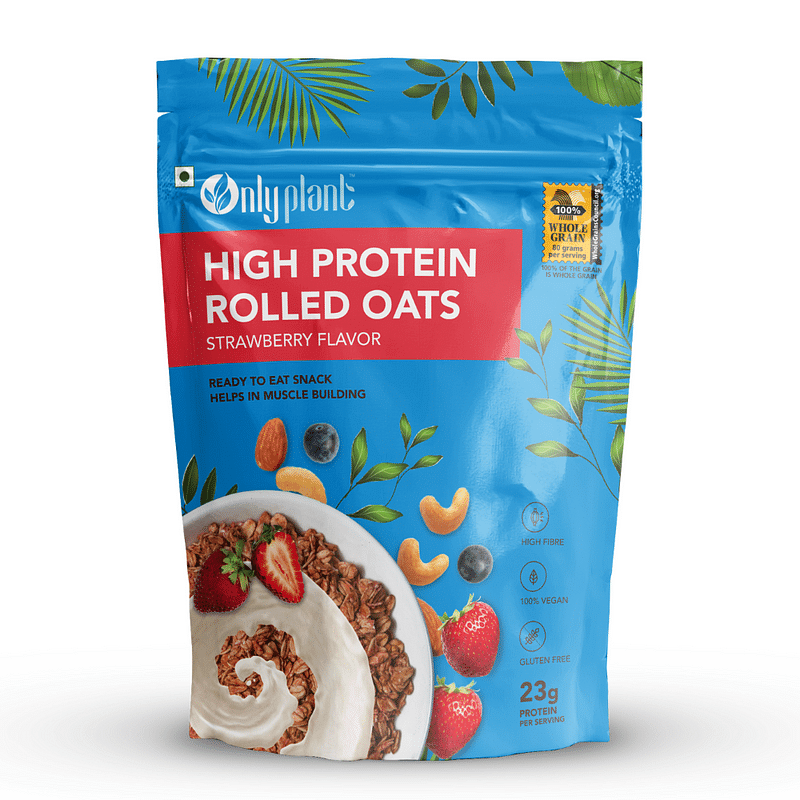 

Only Plant High Protein Rolled Oats | Gluten Free Oats | Healthy Cereal Breakfast | 100% Natural Wholegrain | 23g Protein (Strawberry, 500 g)