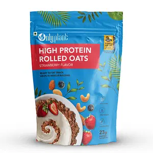 Only Plant High Protein Rolled Oats | Gluten Free Oats | Healthy Cereal Breakfast | 100% Natural Wholegrain | 23g Protein (Strawberry, 500 g)