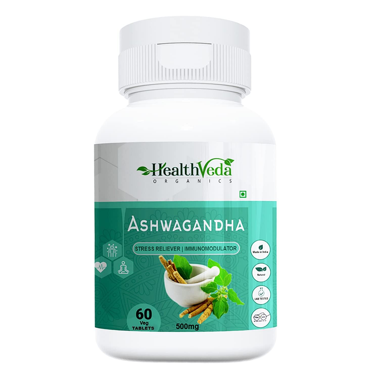 

Health Veda Organics Ashwagandha Tablets for Boosting Immunity & Improves Muscle Strength, 60 Veg Tablets