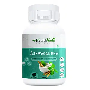 Health Veda Organics Ashwagandha Tablets for Boosting Immunity & Improves Muscle Strength, 60 Veg Tablets