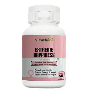 Health Veda Organics Extreme Happiness Capsules for Boosting stamina & Energy Levels, 60 Capsules for Women