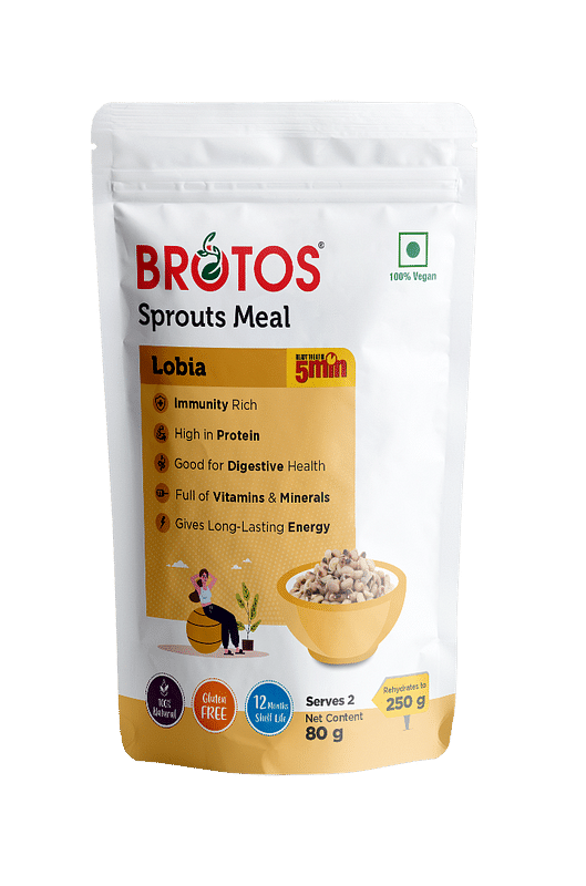 

BROTOS Instant LOBIA Sprouts, Dehydrated, Gives 250 g Sprouts on Rehydration, Sprouts Masala Sachet Inside 80 g